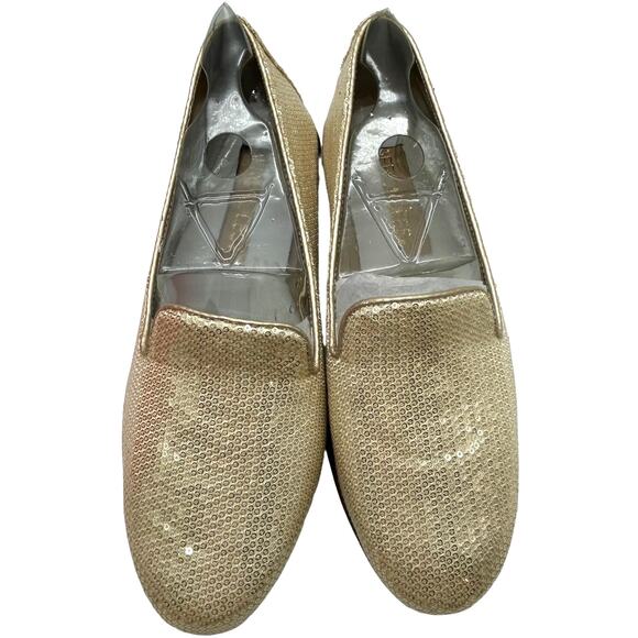 NIB Aerosoles Gold Sequin Smoking Loafers 5.5 Dressy Evening Party Costume New - Picture 3 of 16